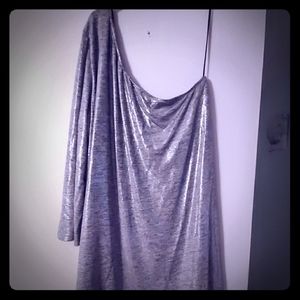One shoulder Silver Top